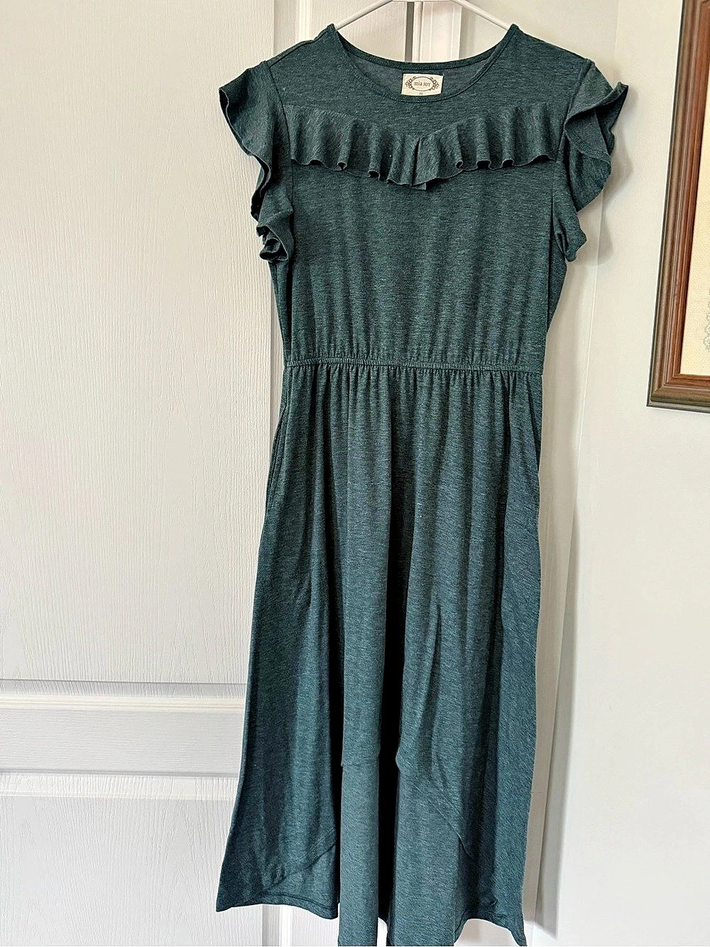 Mia Joy Green Ruffle Flutter Sleeve Maxi Dress